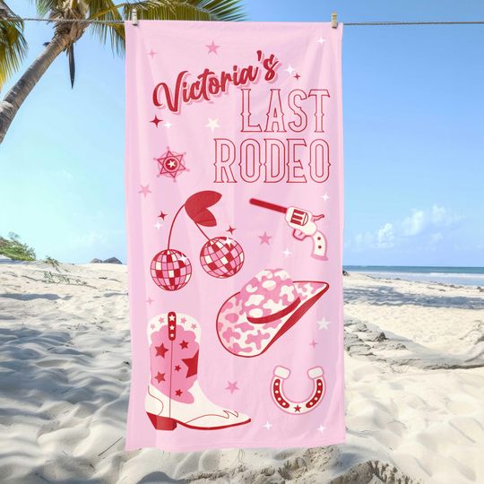 Discover Last Rodeo Bachelorette Towel, Custom Bride and Bridesmaids Towels, Cowgirl Beach Towel, Last Disco Beach Towel, Western Theme Bachelorette