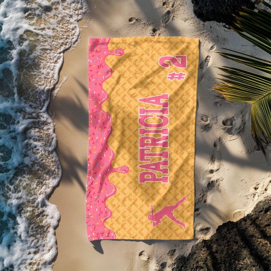 Personalized Ice Cream Drip Baseball Beach Towel For Boys, Drip Beach Towel, Pool Towel, Team Gift, Youth Baseball Gift