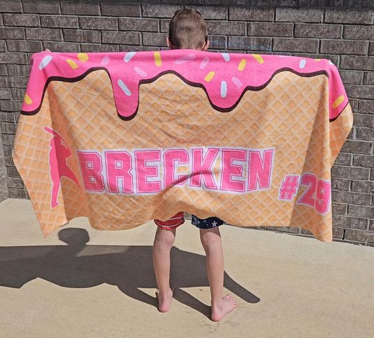 Ice cream drip baseball Personalized Towel, Baseball beach towel for boys, drip beach towel, pool towel, team gift, youth baseball gift