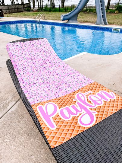 Personalized Ice Cream Cone Sprinkles Colorful Beach Towel