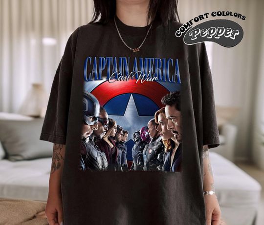 Captain America Civil War Shirt, Captain America Retro Shirt, Captain America Fan Gift, Vintage Shirt, Bootleg Shirt