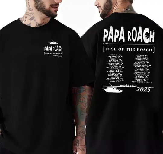 Papa Roach Rise Of The Roach 2025 North American Tour 2 side Unisex TShirt s-5XL