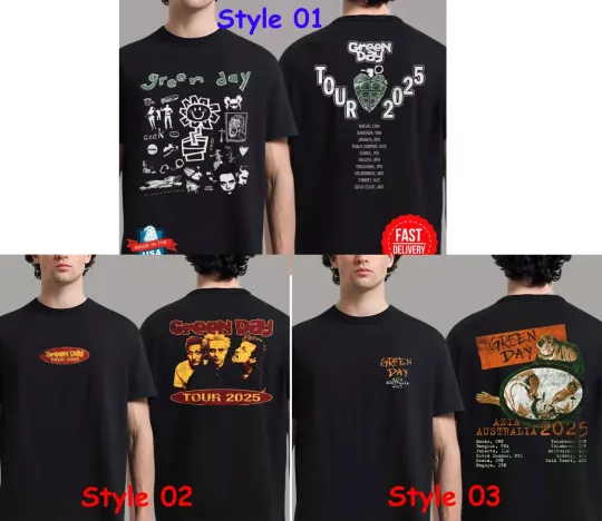 Green-Day Tour 2025 Asia And Australia Tour Shirt, 3 Styles Shirt for Fan