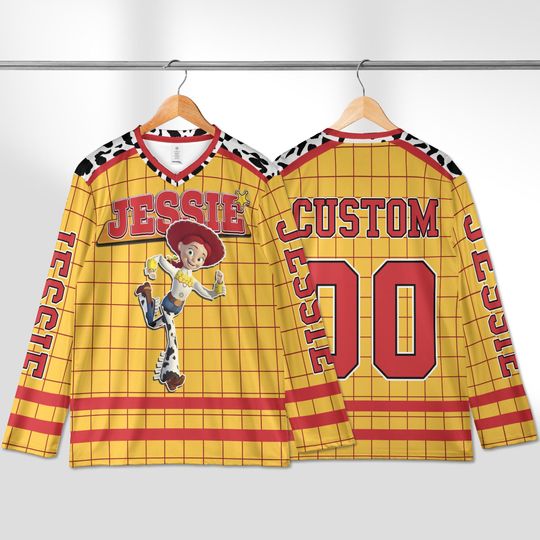 Personalized Toy Story Jessie Hockey Jersey, Custom Toy Story Jessie Hockey Jersey, Disney Hockey Jersey Teams