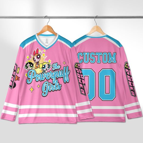 Personalized The Powerpuff Girls Hockey Jersey, Disney Hockey Jersey, The Powerpuff Girls Hockey Fan Lover Gift