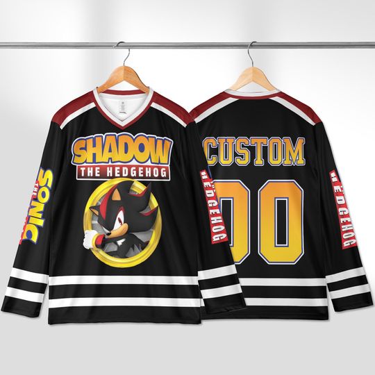 Custom Disney Shadow The Hedgehog Hockey Jersey, Disney Shadow Hockey Jersey, Sonic The Hedgehog Hockey Fan Lover Gift