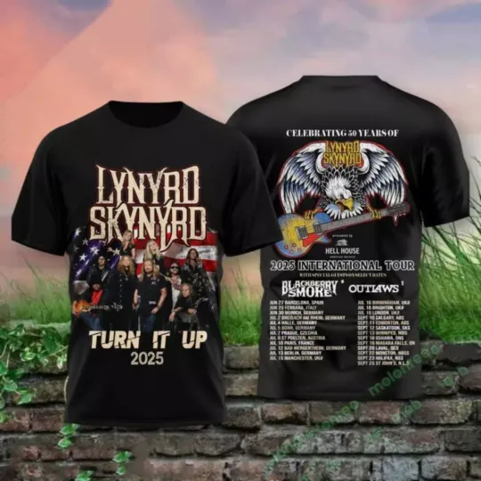 Lynyrd Skynyrd Turn It Up 2025 International Tour 3D T-Shirt