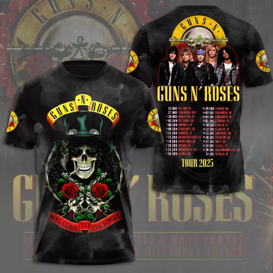 Guns N Roses Tour 2025 3D T-Shirt – Licensed & Limited Rock Band Shirt S-5XL Hot