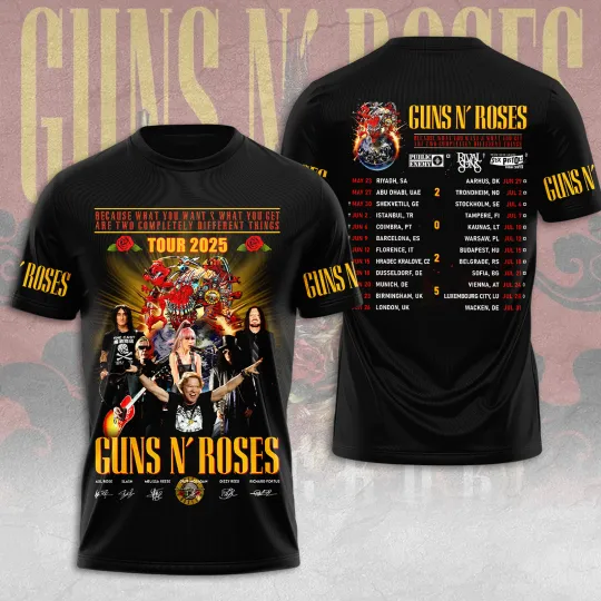 Guns N Roses 2025 Tour 3D T-Shirt – Licensed & Exclusive Rock Band Tee S-5XL M06