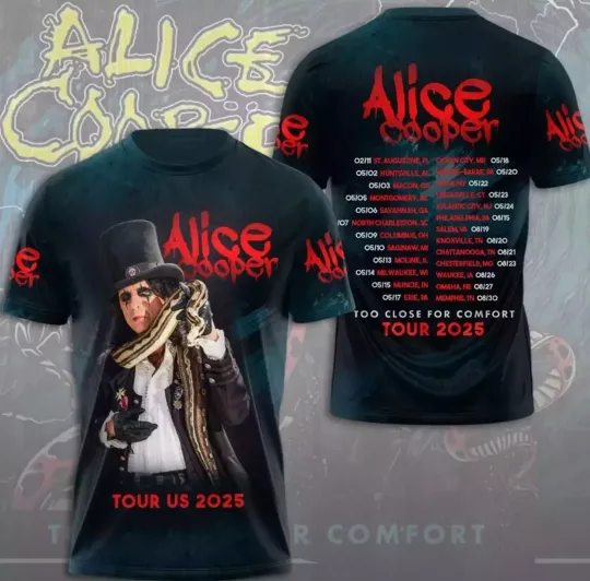 Alice Cooper Too Close For Comfort Tour Us 2025 3D T-Shirt Gift Men Women Mom