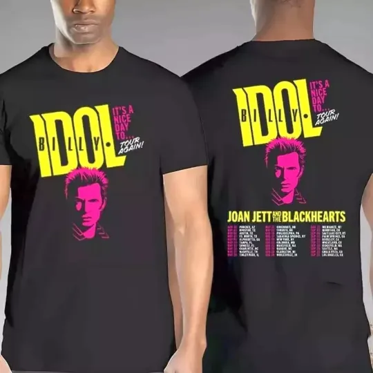 Billy Idol It’s Nice Day To Tour Again Joan Jett&The Blackhearts 2025 Tour Shirt
