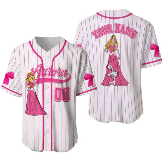 Disney Princess Aurora Baseball Jersey, Personalized Disney Aurora Jersey Shirt, Disney Princess Baseball Teams, Gift For Kids Adult Unisex