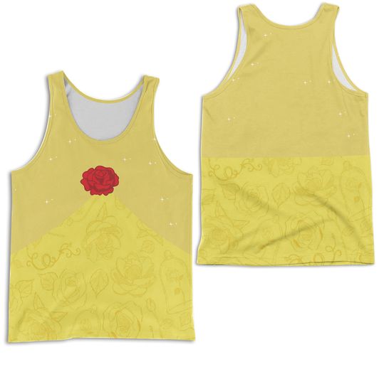 Womens Belle Tank top Beauty and the Beast Tank, Disney Princess Cosplay Running Tank Top