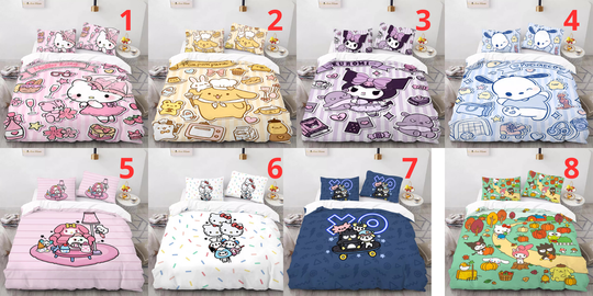 Cartoon Family  Kitty Cat Kuromi Bedding Set