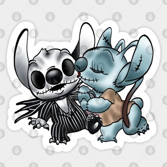 Stitch & Angel Nightmare Before Xmas - Stitch And Angel - Sticker