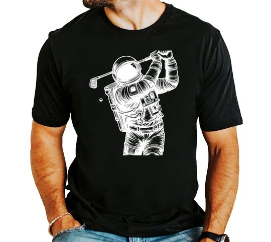 Astronaut Golf Shirt for Men | Spaceman T-Shirt for Golfer | Funny Father's Day Gift | Space Golfing Tee for Adults | Gift for Husband