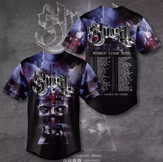 Hot New! Ghost Band Baseball Jersey, 2025 Ghost Band World Tour Jersey Gifts Fan