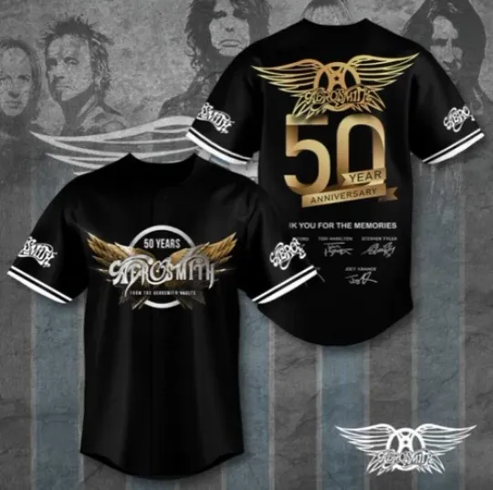New Aerosmith 3D Baseball Jersey Tour 2025 Rock Band Merch for True Music Lovers