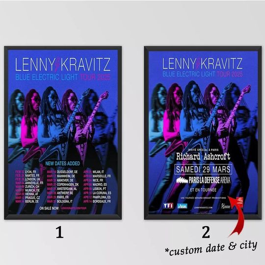 Custom Poster - Blue Electric Light Tour 2025 Lenny Kravitz Tour Poster