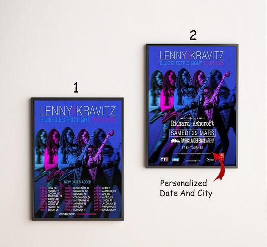 Custom Blue Electric Light Tour 2025 Lenny Kravitz Tour Poster, Home Decor, Gift Ideas, Gift Fans, Tour 2025 Poster