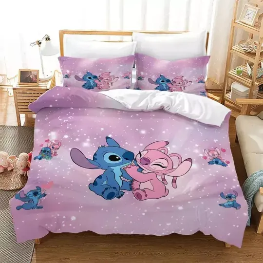 Stitch And Angel Better Together Love Couple Valentine's 3D Bedding Set