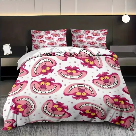 Funny Cheshire Cat Faces We're All Mad Here Alice In 3D Bedding Set