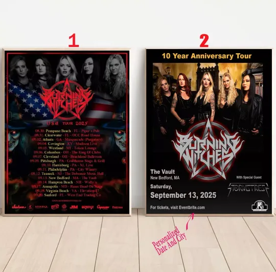Custom BURNING WITCHES USA Headline Tour for Summer 2025 Poster