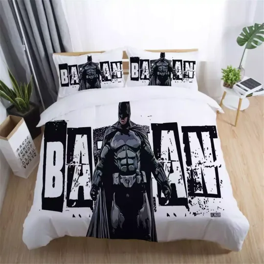 Batman The Superhero The Dark Knight Black & White 3D Bedding Set