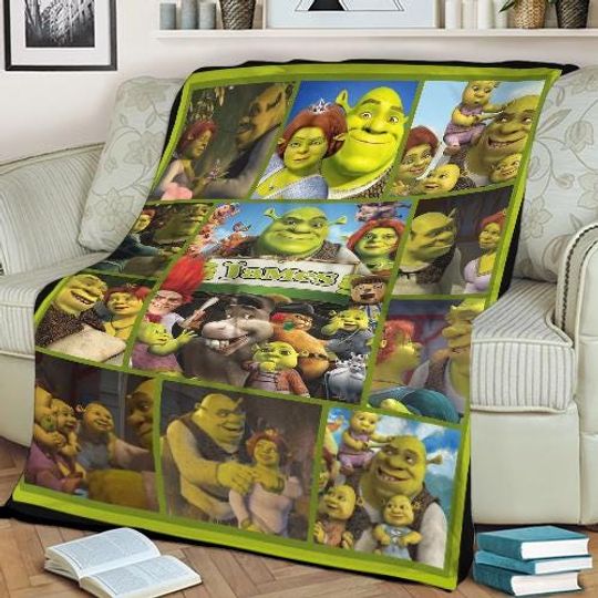 Personalized Name Shrek Characters Blanket, Shrek Movie Blanket, Custom Shrek Characters Blanket, Baby Blanket, Bedding Decor