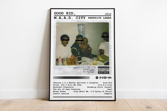 Kendrick Lamar Poster Print | Good Kid, m.A.A.d. City Album Poster | Music Poster | Album Cover | Wall Decor | Music Gift | Room Decor