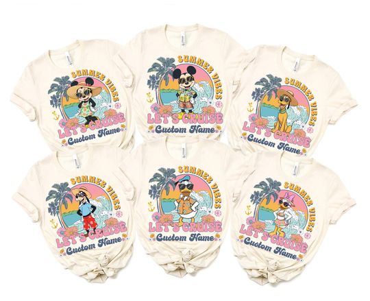 Personalized Mickey and Friends Disney Summer Shirt, Summer Break Disney Cruise Shirt, Summer Vibes Disney Spring Break Family Vacation 2025