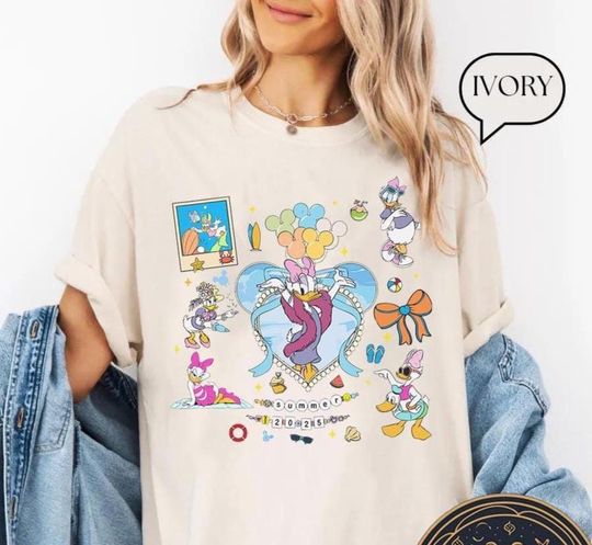 Disney Daisy Duck Summer Vibes Shirt, Retro 90s Disney Beach Tee, Disney Family Vacation Shirt, Matching Summer Trip Disney Tee