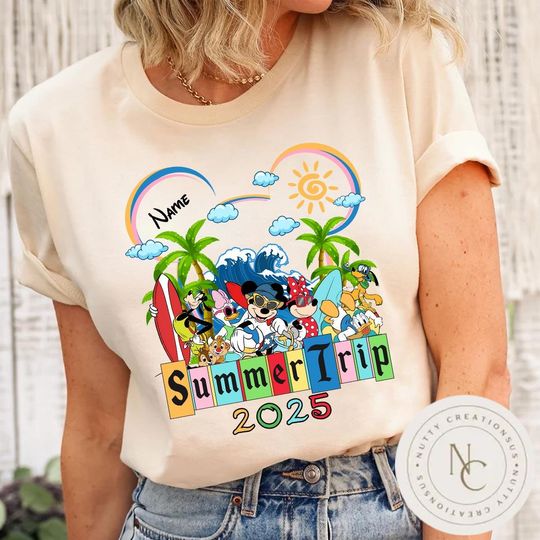 Mickey and Friends Summer Vibes T-shirt, Beach Vacation Tee, Disney Family Fun, Cute Summer Apparel