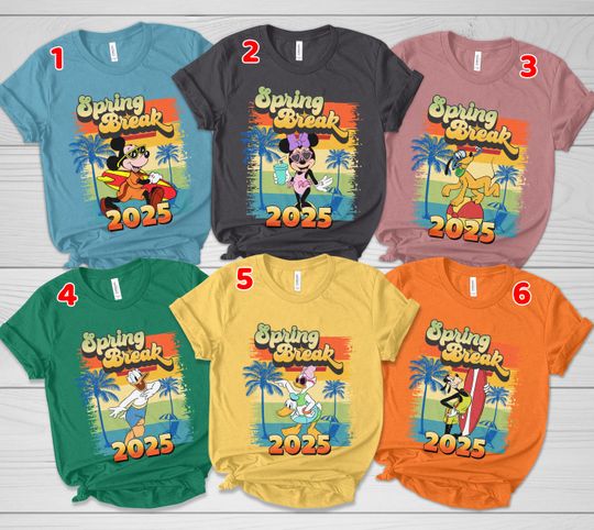 Vintage Disney Spring Break 2025 Shirt/Retro Mickey and Friends Spring Break Squad Matching/Disney Family Spring Trip/Beach Vacation OGZK55