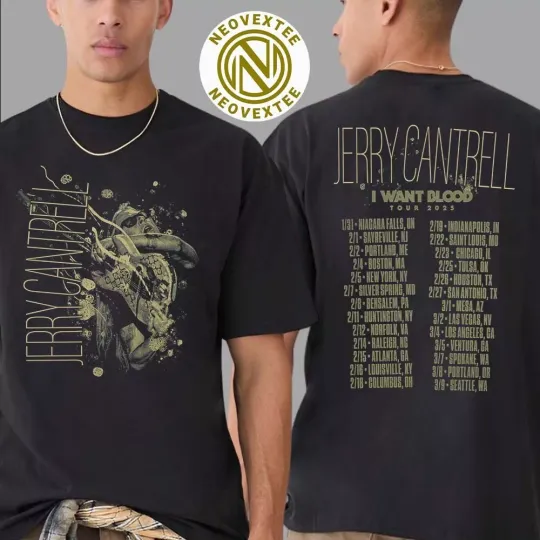 Discover Jerry Cantrell I Want Blood Tour 2025 Merch String Bend Photo Tour T-Shirt