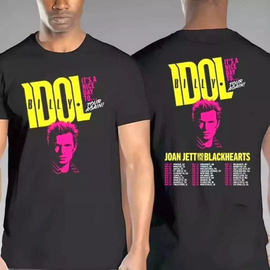 Billy Idol It’s Nice Day To Tour Again Joan Jett &The Blackheart 2025 Tour Shirt