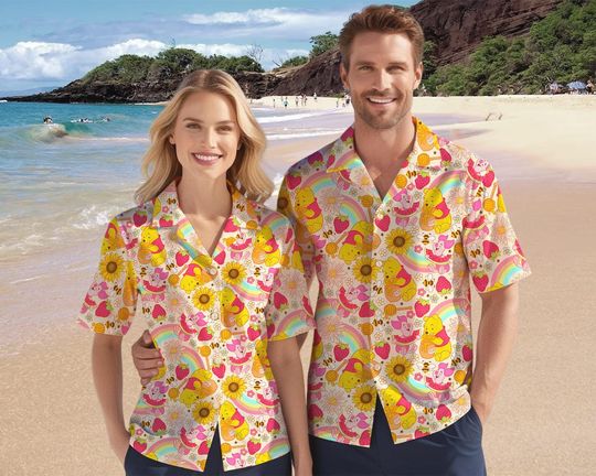 Pooh and Piglet Hawaiian Shirt, Winnie The Pooh Shirt, Pooh Hawaiian Shirt, Pooh Aloha Shirt, Disney Summer Hawaiian Shirt, Disneyland Trip
