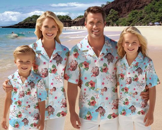 Disney Moana Hawaiian Shirt, Moana Tropical Floral Shirt, Moana Hawaiian Shirt, Pua and Hei Hei Shirt, Disney Summer Shirt, Disney Trip 2025