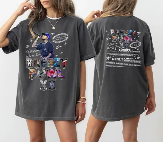 Chris Brown Breezy Bowl Xx T-Shirt, Chris Brown Fan Gift, Cb Tour 2025 Shirt