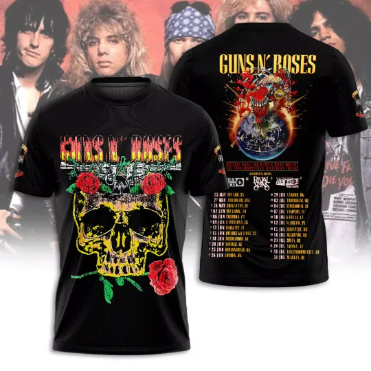 Guns N Roses 2025 Tour 3D T-Shirt – Licensed & Exclusive Rock Band Tee S-5XL M10