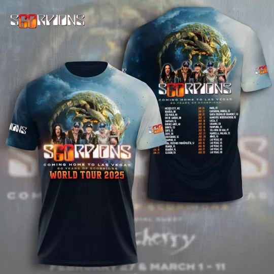 Hot New!!! Scorpions Band 3D Tshirt World Tour 2025 Licensed Design Gift For Fan