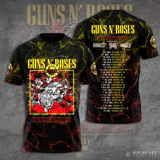 Guns N Roses 2025 Tour 3D T-Shirt – Licensed & Exclusive Rock Band Tee S-5XL M22