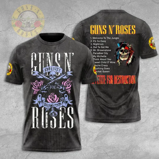 Guns N Roses Tour 2025 3D T-Shirt – Licensed & Limited Rock Band Shirt S-5XL M37