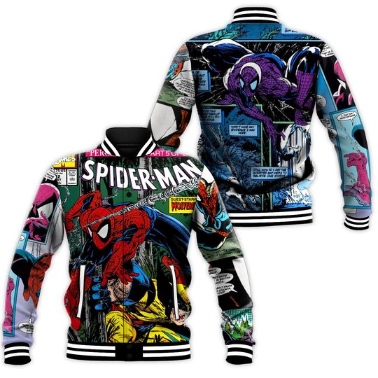 Beautiful Spiderman Comic Superhero Character Spider-man Love Baseball Jacket