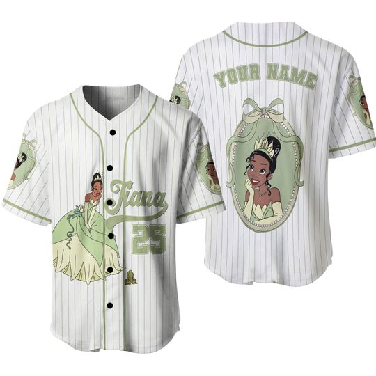 Personalized Disney Princess Tiana Baseball Jersey, Tiana Mirror Coquette Disney Jersey, Gift For Kids Adult Family Fan Disney Unisex