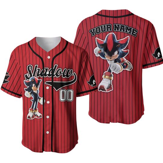 Personalized Sonic the Hedgehog Baseball Jersey,  Custom Name & Number  Kids, Youth, Adult Sizes, Retro Gamer Jersey,  Sonic Birthday Gif