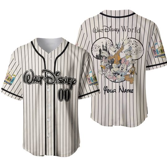 Discover Personalize Disneyland Walt Disney World Striped Jersey, Disney Baseball Jersey Sports