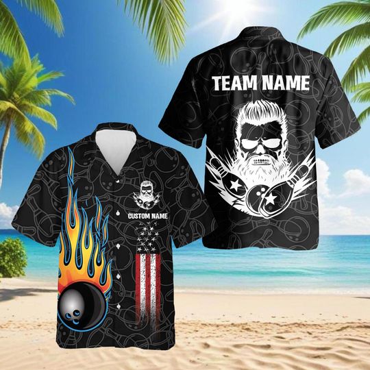 My Lucky Bowling Hawaiian Shirt for Men, Tropical Vacation Shirt, Lightweight Summer Beachwear, Short-Sleeve Button-Up