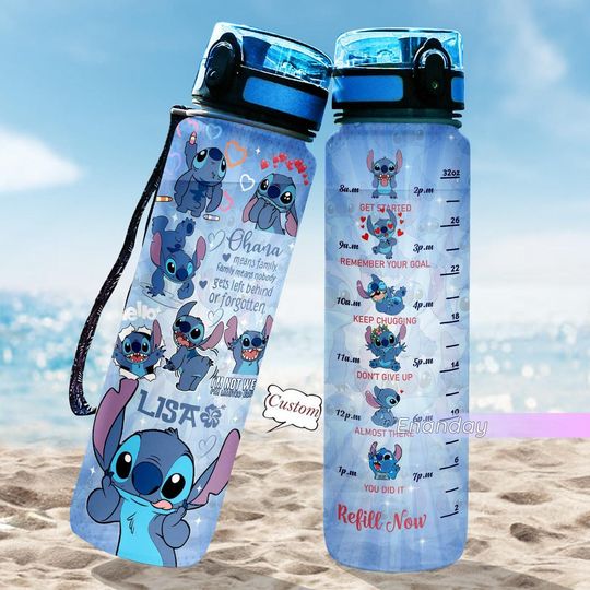 Ohana Means Family Water Bottle, Custom Stitch Water Bottle, Cute Stitch Bottle, Stitch Water Bottle, Stitch Drink Bottle, Stitch Gift