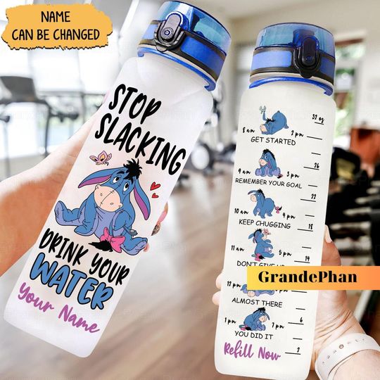 Eeyore Water Tracker Bottle, Eeyore Bottle, Eeyore Water Bottle, Winnie The Pooh Bottle, Eeyore Plastic Bottle, Personalized Bottle